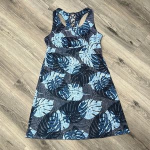 Zeroxposur dress, blue/grey tropical print, M